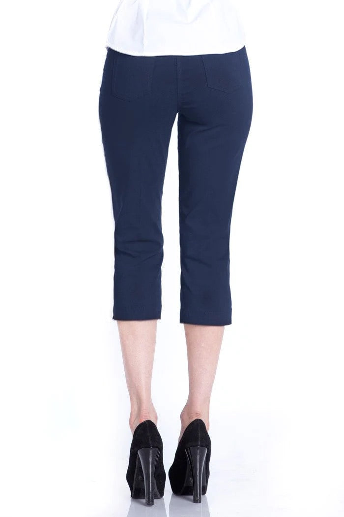 SlimSation Women's 21 Inch Capri Pants - Midnight Blue for Casual Wear, Yoga & Lounge | Stretchy & Comfortable Workout Pants