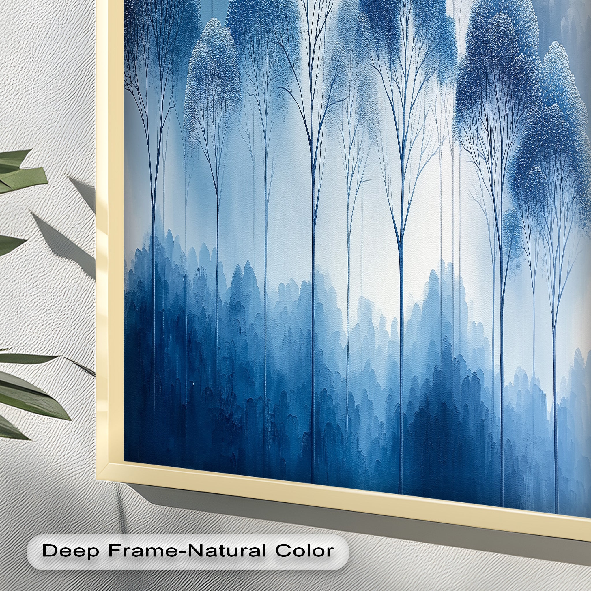 Blue Pine Trees Serene Misty Forest Oil Painting - Handmade Canvas Wall Art for Living Room, Bedroom & Office Decor
