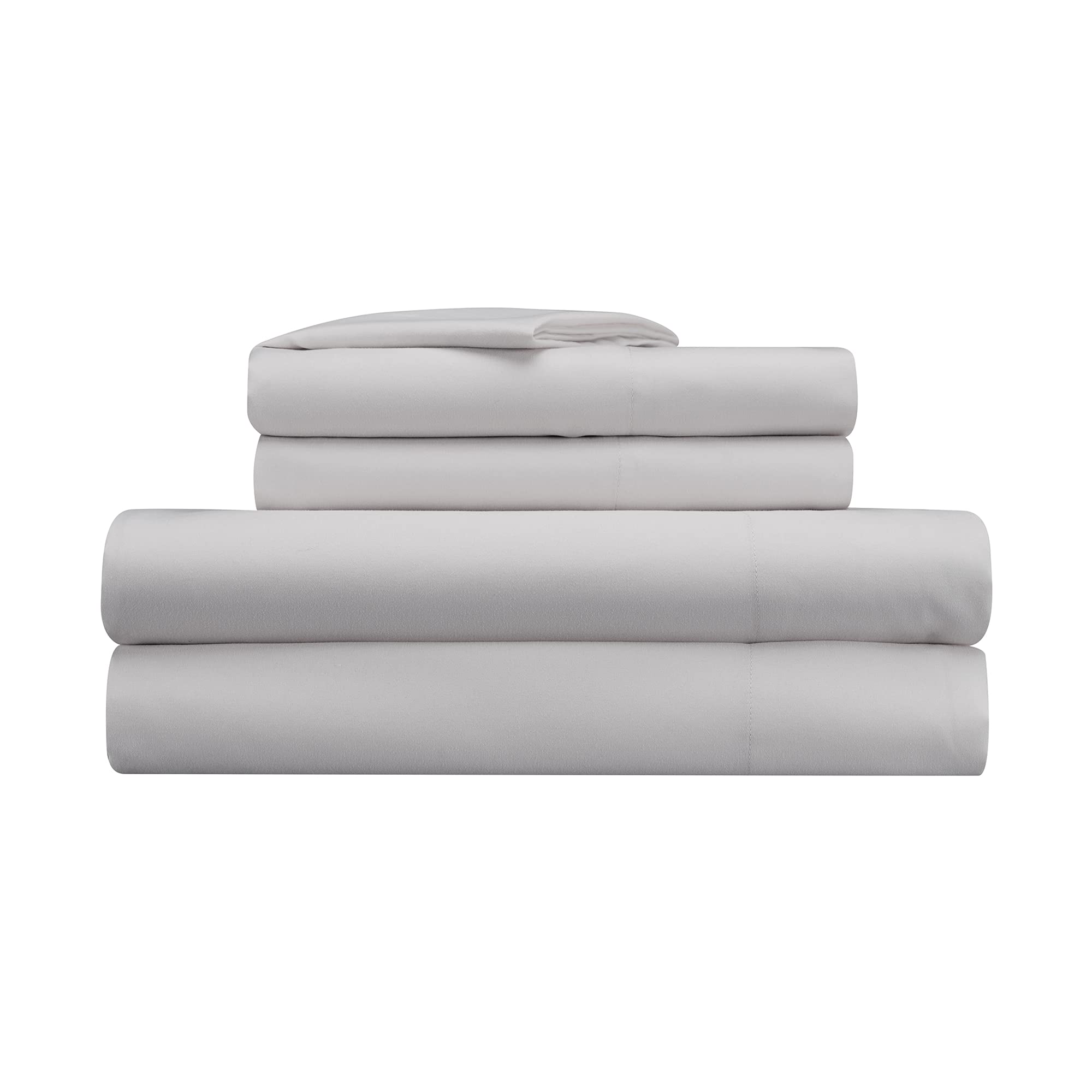Serta Simply Clean Super Soft Hypoallergenic Stain Resistant Deep Pocket 4-Piece Bed Sheet Set - Full Size, Silver Grey - Perfect for Allergy Sufferers & Easy Care Bedding