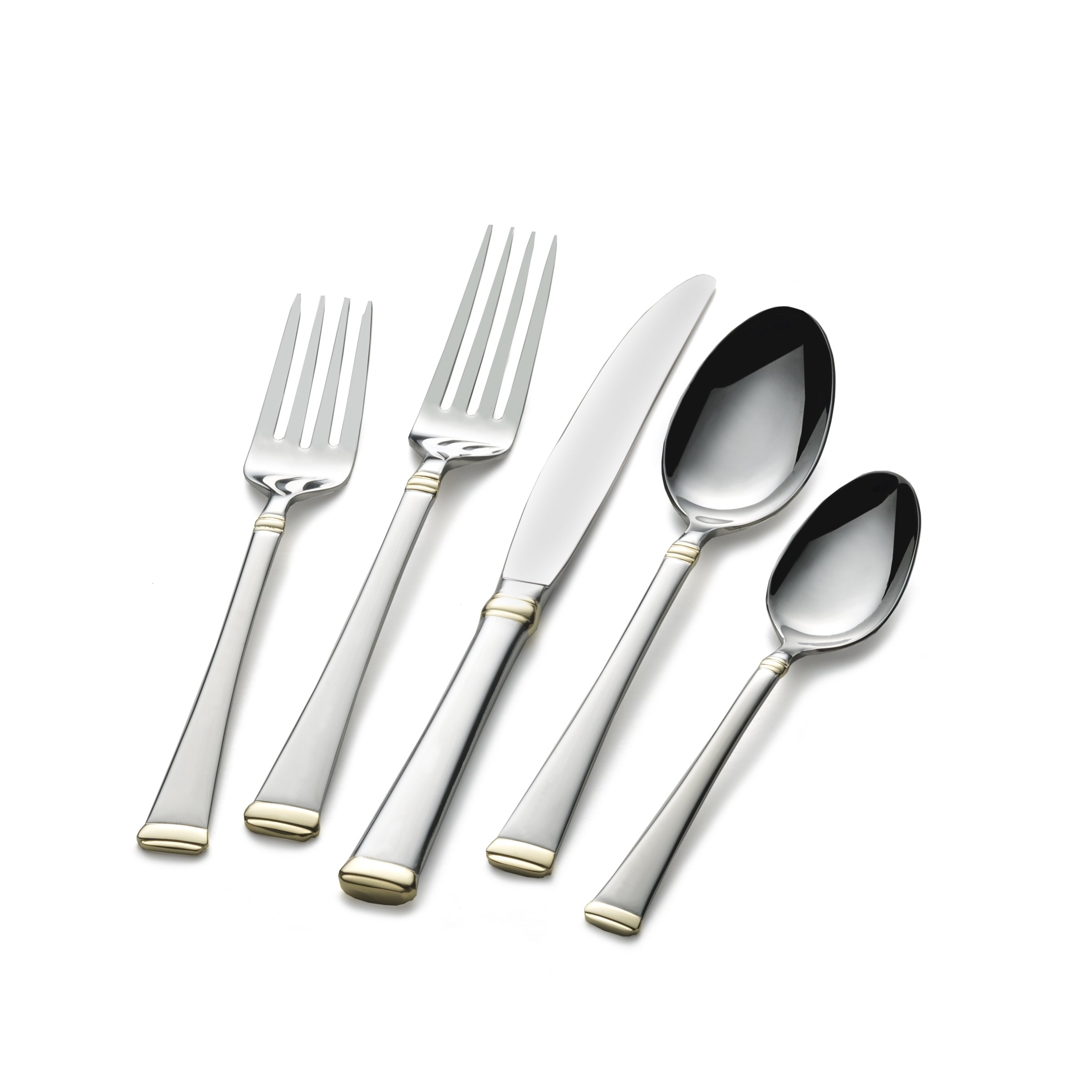 Premium Mikasa 65-Piece Gold Accent Harmony Flatware Set for 12 - 18/10 Stainless Steel Silverware with Serving Utensils - Elegant Dinnerware for Weddings, Holidays & Formal Dining