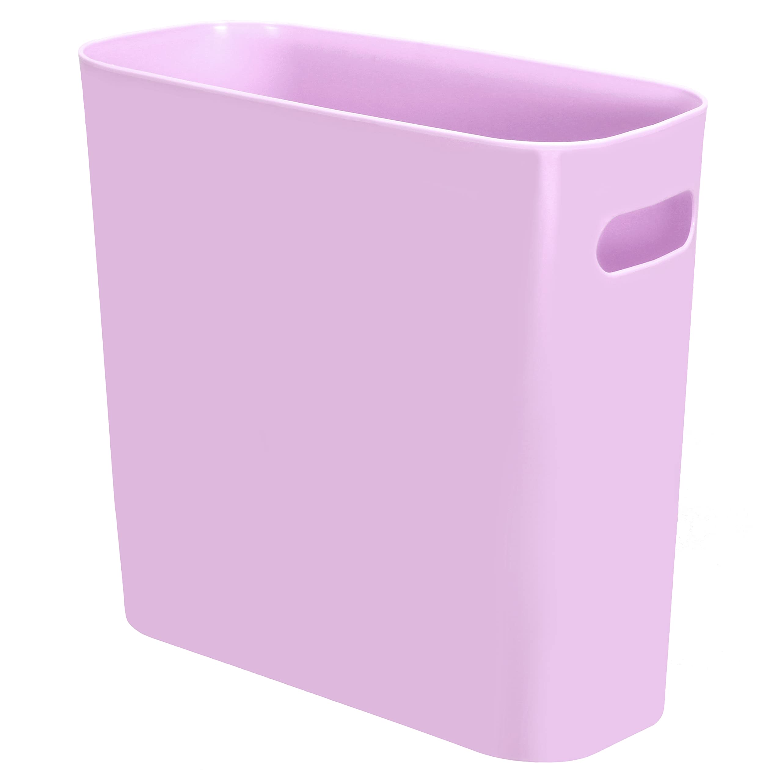 Youngever 1.5 Gallon Slim Plastic Trash Can with Handles - Small Garbage Bin for Home, Office, Kitchen, Bathroom & Living Room - Space-Saving Waste Basket (Purple, 1 Pack) - Perfect for Tight Spaces & Small Rooms