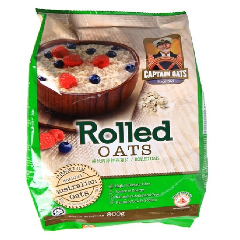 Captain Oats 800g (3 Pack) - Premium Rolled Oats for Breakfast, Baking & Smoothies - Healthy, Gluten-Free & Non-GMO Whole Grain Oats