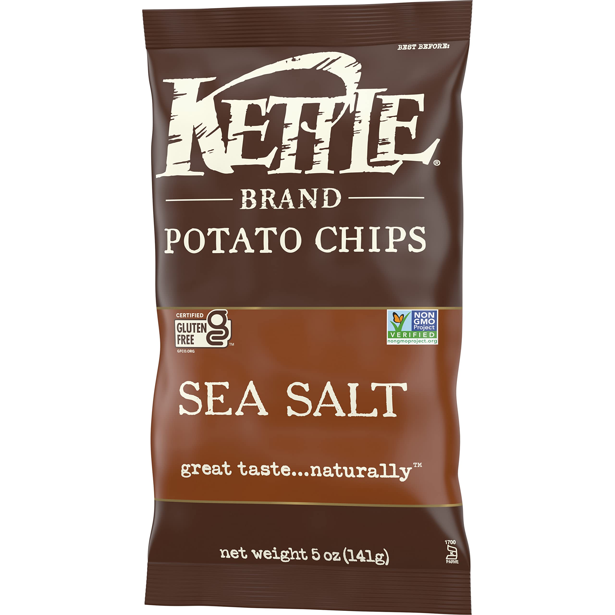 Kettle Brand Sea Salt Potato Chips - 5 Oz Bag | Crunchy Kettle Cooked Snacks for Parties, Picnics & On-the-Go