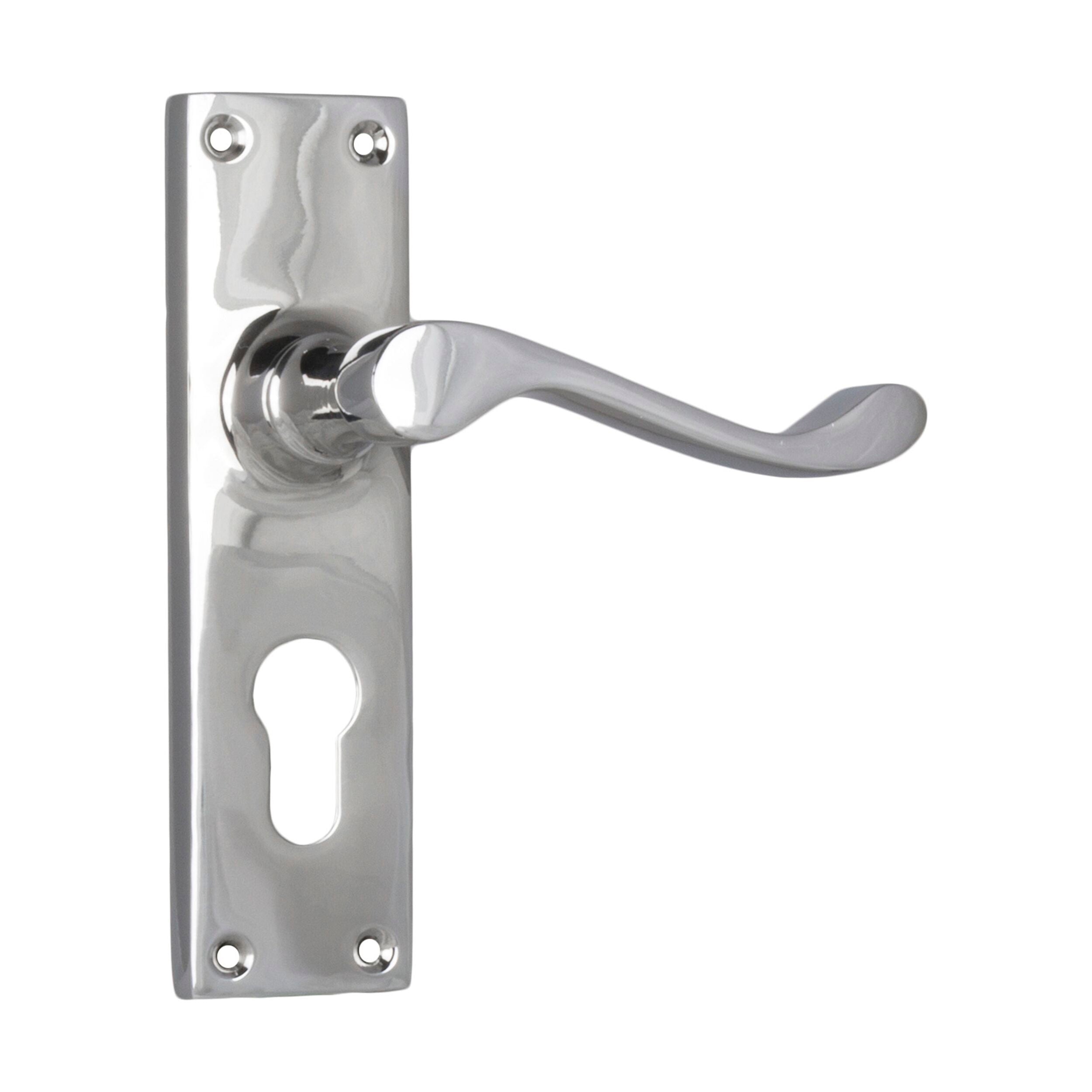 Victorian Style Euro Door Lever Pair - Chrome Plated (H152xW42xP59mm) - Perfect for Classic Home Interiors & Vintage Style Doors