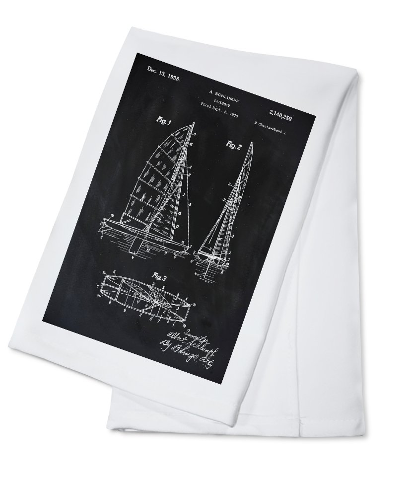 Premium 100% Cotton Sailboat Print Tea Towel - Absorbent & Decorative Hand Towel for Kitchen, Bathroom & Home Decor - Perfect for Dish Drying, Gift Giving & Coastal Themed Spaces