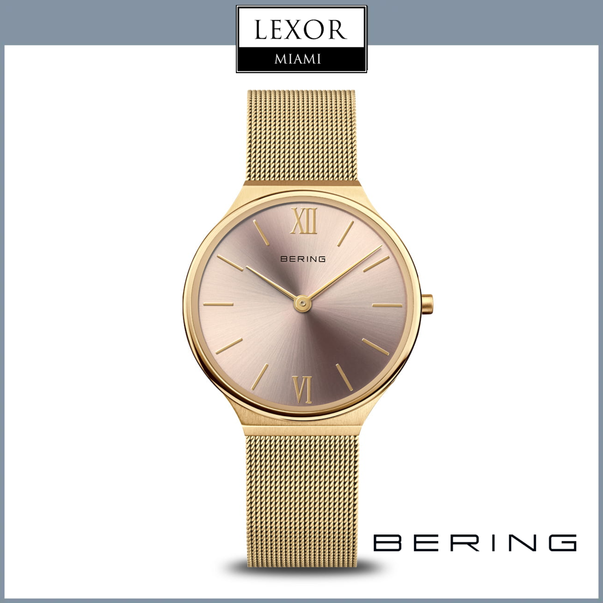 Bering Women's Ultra Slim Watch - Polished & Brushed Gold 18434-336 | Elegant Minimalist Timepiece for Everyday Wear, Office & Special Occasions