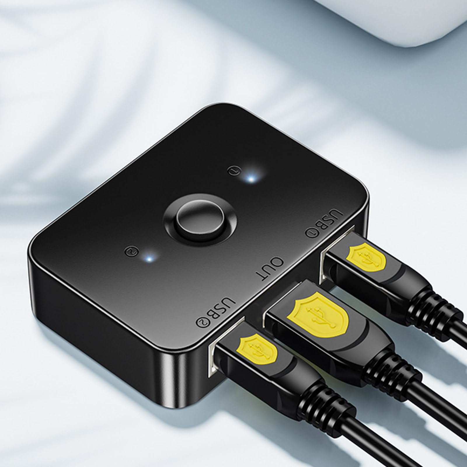 MLWSKERTY USB 2.0 Printer Sharing Hub - 4-Port USB Switch Selector Box for Multiple Computers, USB Power Adapter, Peripheral Sharing Device for Home/Office Use (Ideal for Printers, Scanners & External Drives)