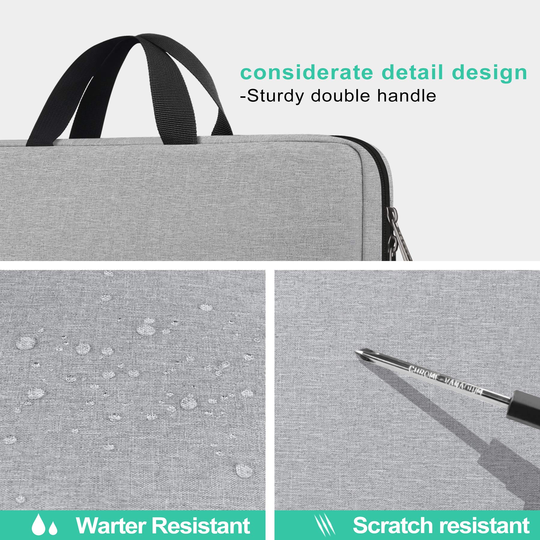15.6 Inch TSA Approved Laptop Sleeve Case - Water Resistant Briefcase for Acer, Dell, HP, Lenovo, ASUS Notebooks & Ultrabooks - Durable Carrying Bag with Handle, Ideal for Travel, Work & School, Gray