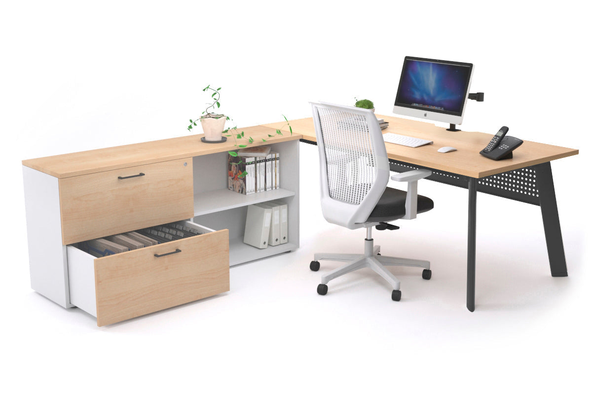 Switch Executive Setting With Uniform Spine Black Frame [1600L x 800W with Cable Scallop] - Premium Office Desk for Modern Workspaces