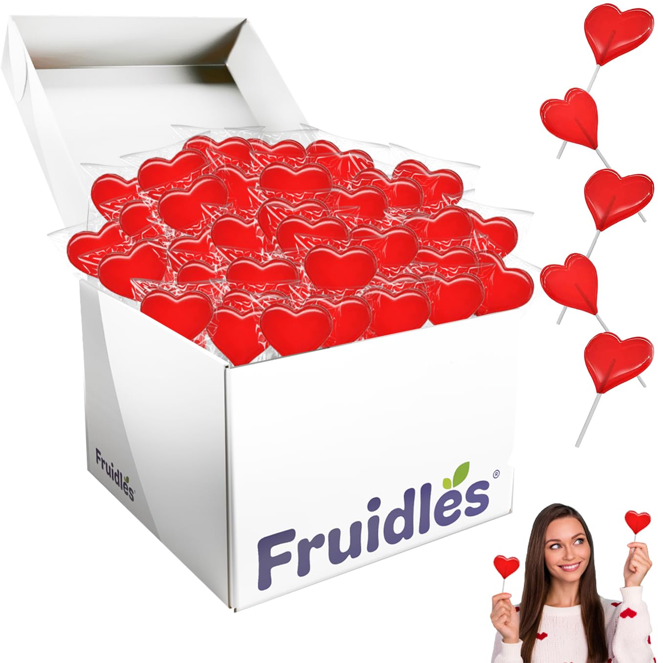 Valentine's Heart Lollipops Candy - Individually Wrapped Bulk 20lbs (12g Each) - Perfect for Valentine's Day Gifts, Party Favors & Sweet Treats
