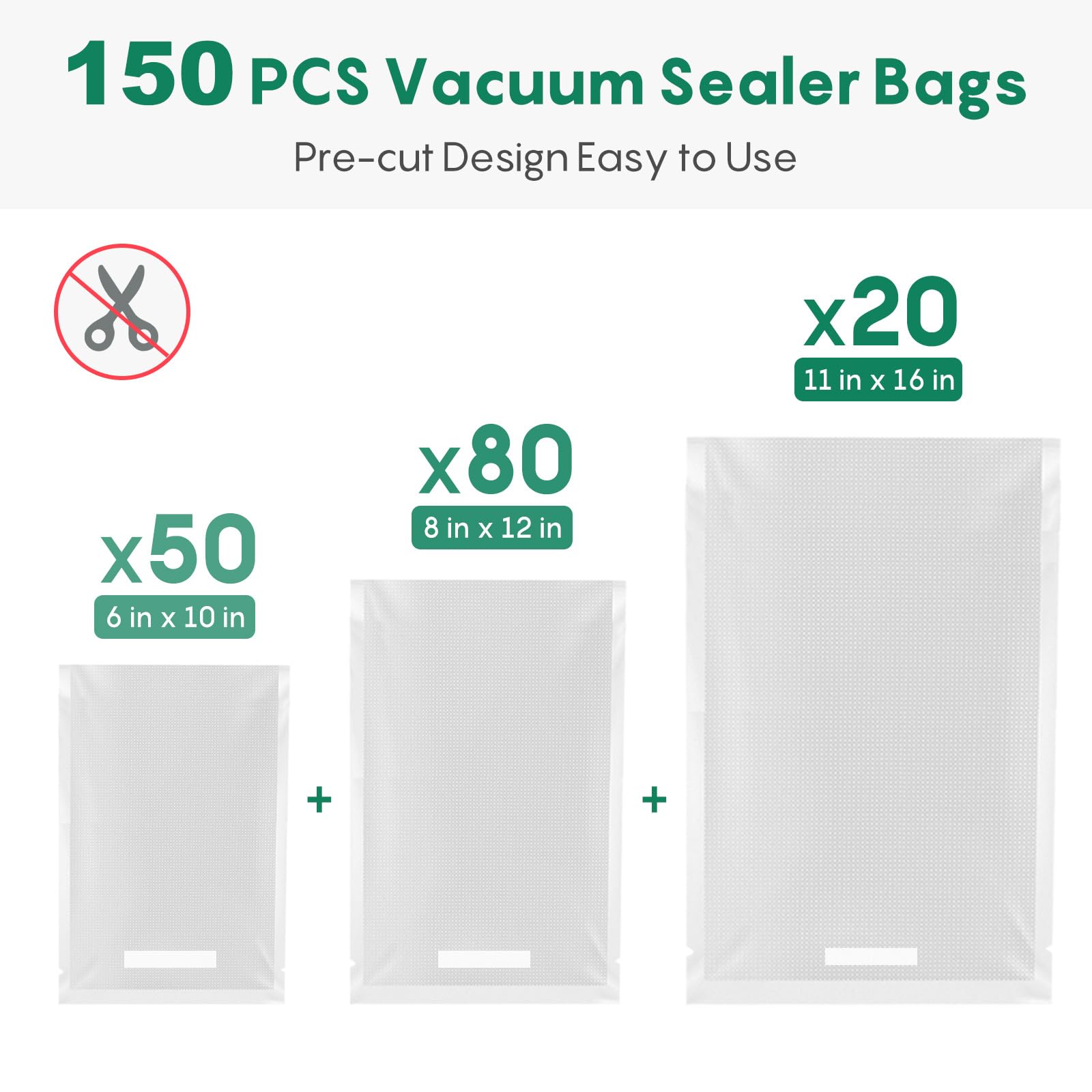 FRESKO BPA Free Vacuum Sealer Bags 150 Count - Gallon (11