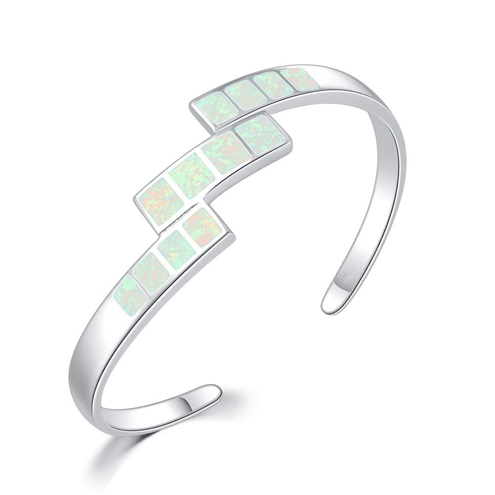 CiNily Women's Gold Plated Opal Cuff Bracelet - Hypoallergenic Gemstone Open Bangle for Ladies | Perfect for Parties, Weddings & Everyday Elegance