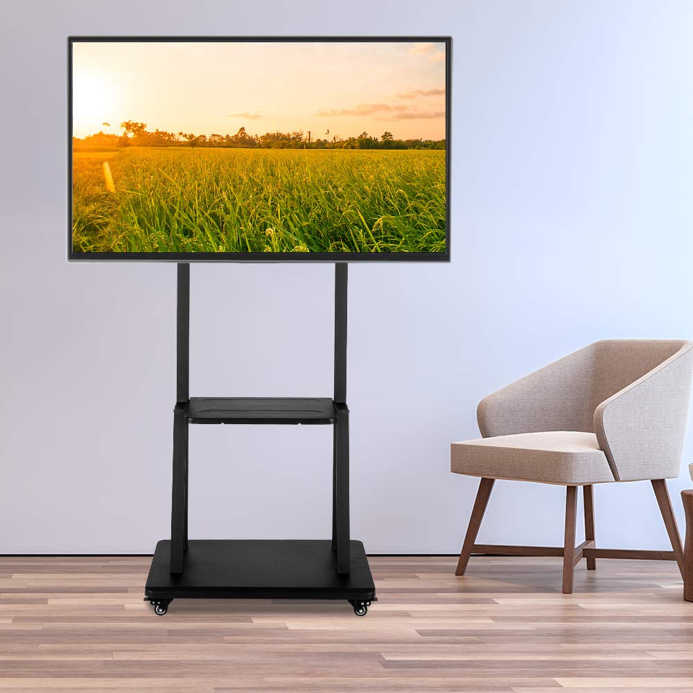Henf Rolling TV Cart - Adjustable Mobile TV Stand for 40-80 Inch LCD/LED/Plasma Flat Screens | Heavy Duty TV Floor Stand with Locking Wheels (176 lbs Capacity) | Perfect for Living Rooms, Bedrooms & Home Theaters