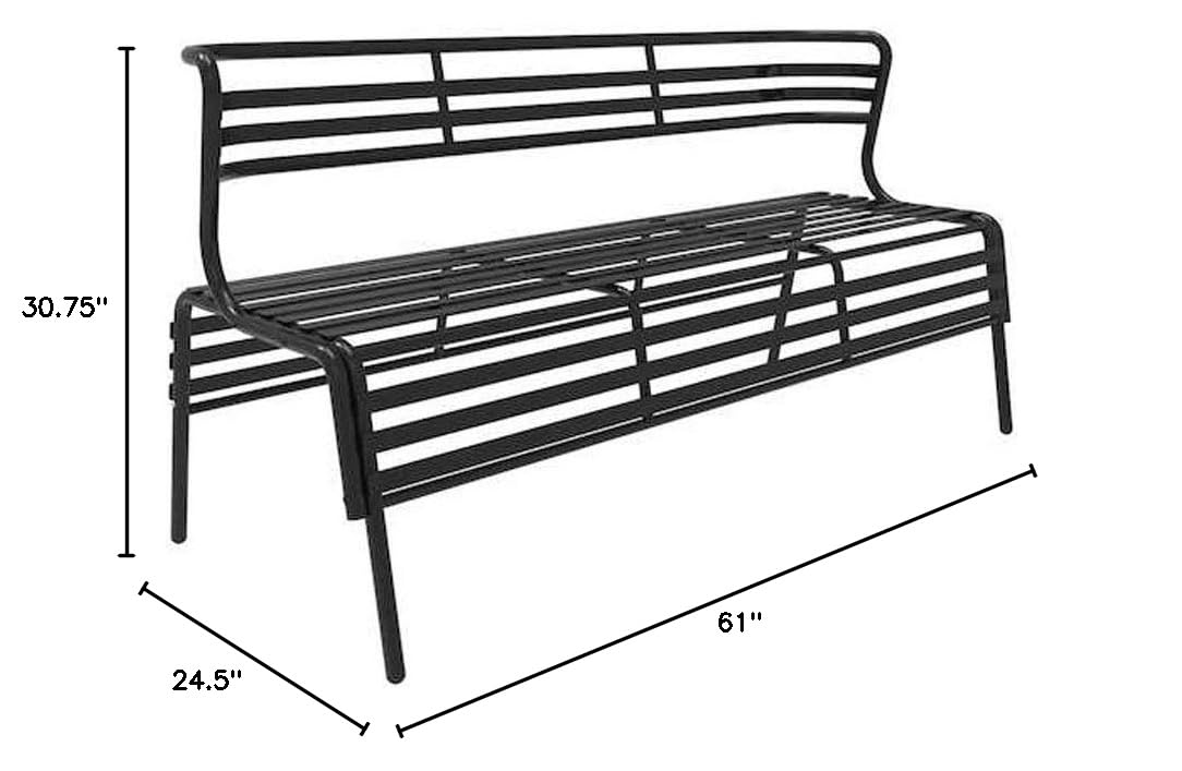 Safco Products 4368BL CoGo Outdoor Bench, Black - Durable All-Weather Park Bench for Gardens, Patios & Public Spaces
