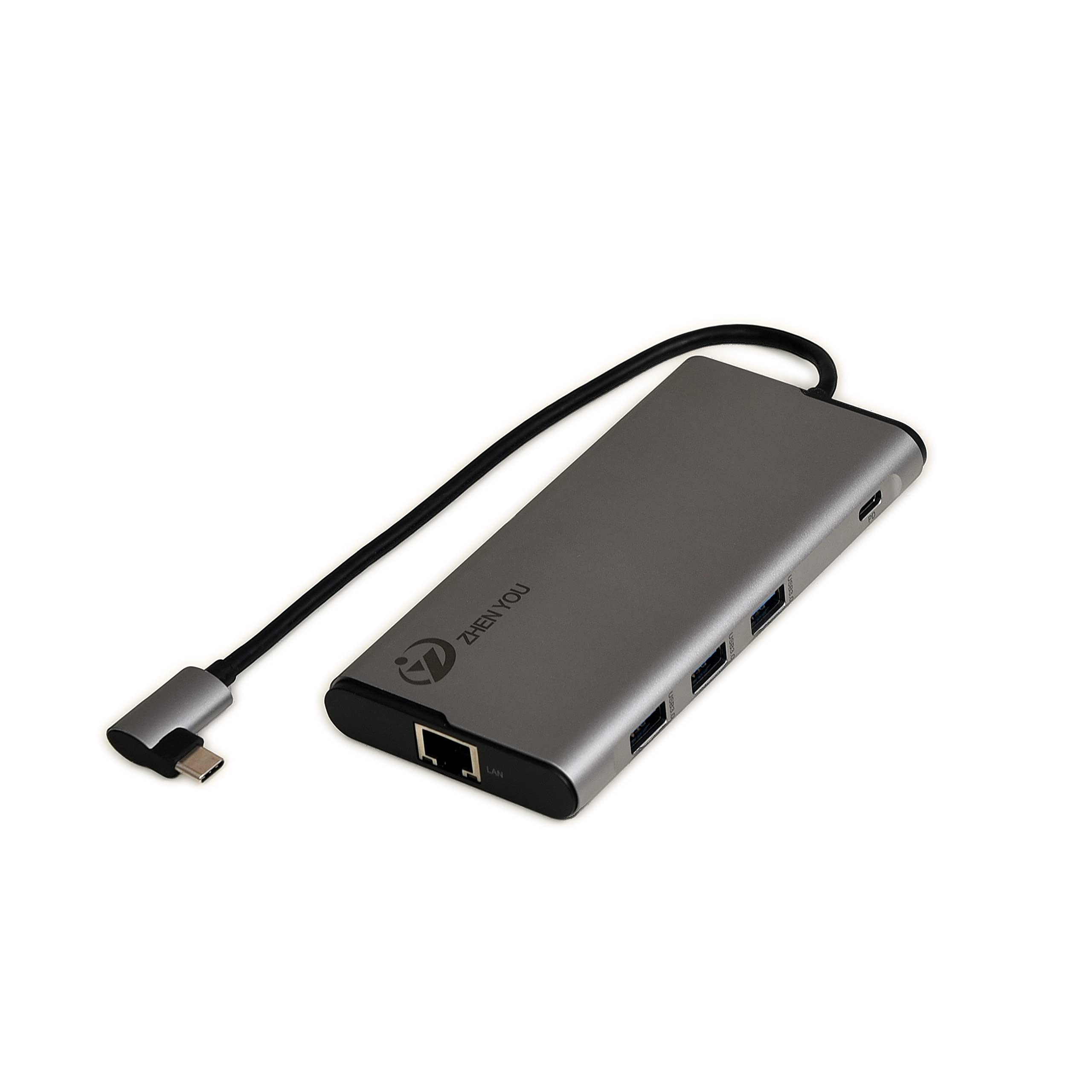 ZYHB02 USB C Hub with 3 USB 3.0 Ports, Gigabit Ethernet, and 100W PD Charging - USB C to USB Adapter Docking Station for MacBook Pro/Air, Dell XPS, HP, and More - Perfect for Home Office, Remote Work, and Travel