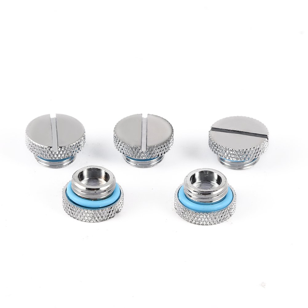 AYNEFY 5-Pack Brass Water Cooling Plug Caps - Screw-in PC Liquid Cooling System Fittings for Custom Loop Builds (Gaming PC, Workstation, DIY Water Cooling Projects)