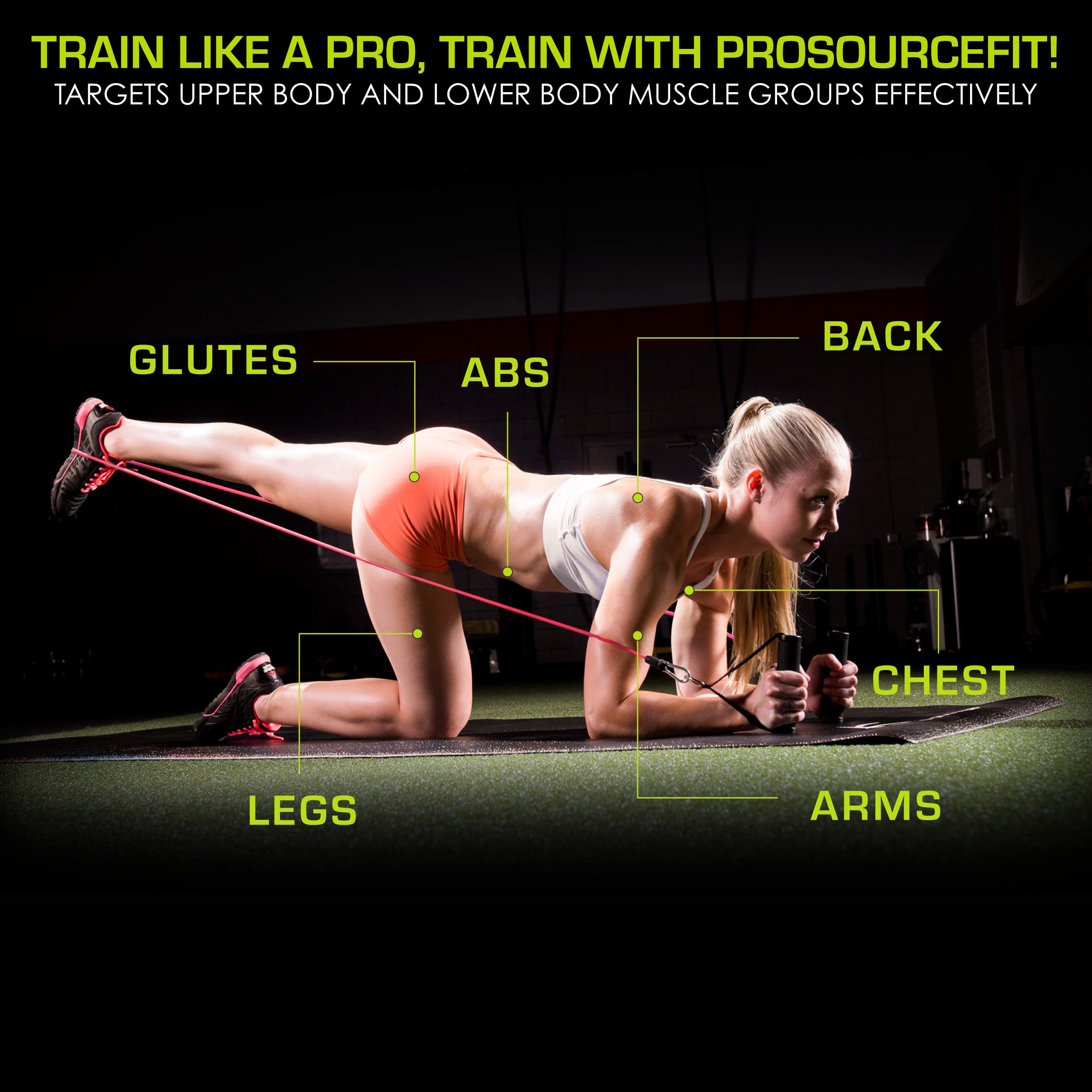 ProsourceFit Heavy Duty Stackable Resistance Bands Set (12-16 LB) with Door Anchor & Exercise Guide - Full Body Workout Equipment for Home Gym, Strength Training, Physical Therapy & Fitness Enthusiasts - Perfect for Toning, Muscle Building & Rehabilitation Exercises