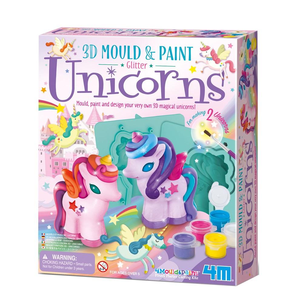 4M Mould and Paint 3D Glitter Unicorn Kit - DIY Arts and Crafts for Kids - Creative Birthday Party Activity & Home Decor Project