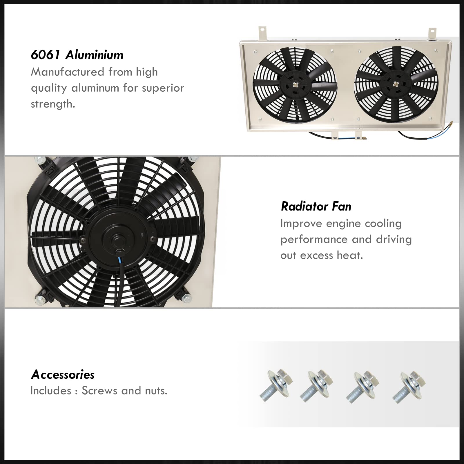 High-Performance Aluminum Radiator Fan Shroud Kit with 12