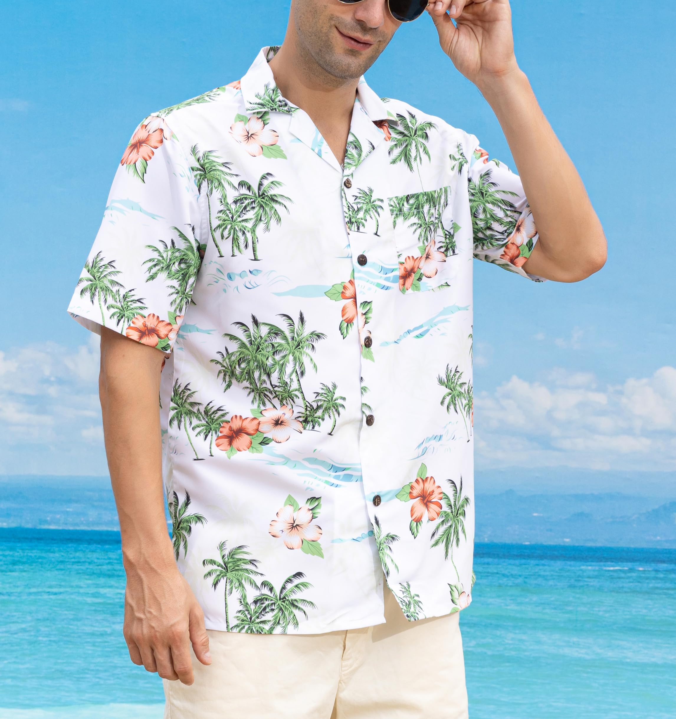 Stylish Rayon Hawaiian Shirts for Men | Breathable Short Sleeve Aloha Shirts with Front Pocket | Perfect for Beach Vacations, Summer Parties & Tropical Getaways