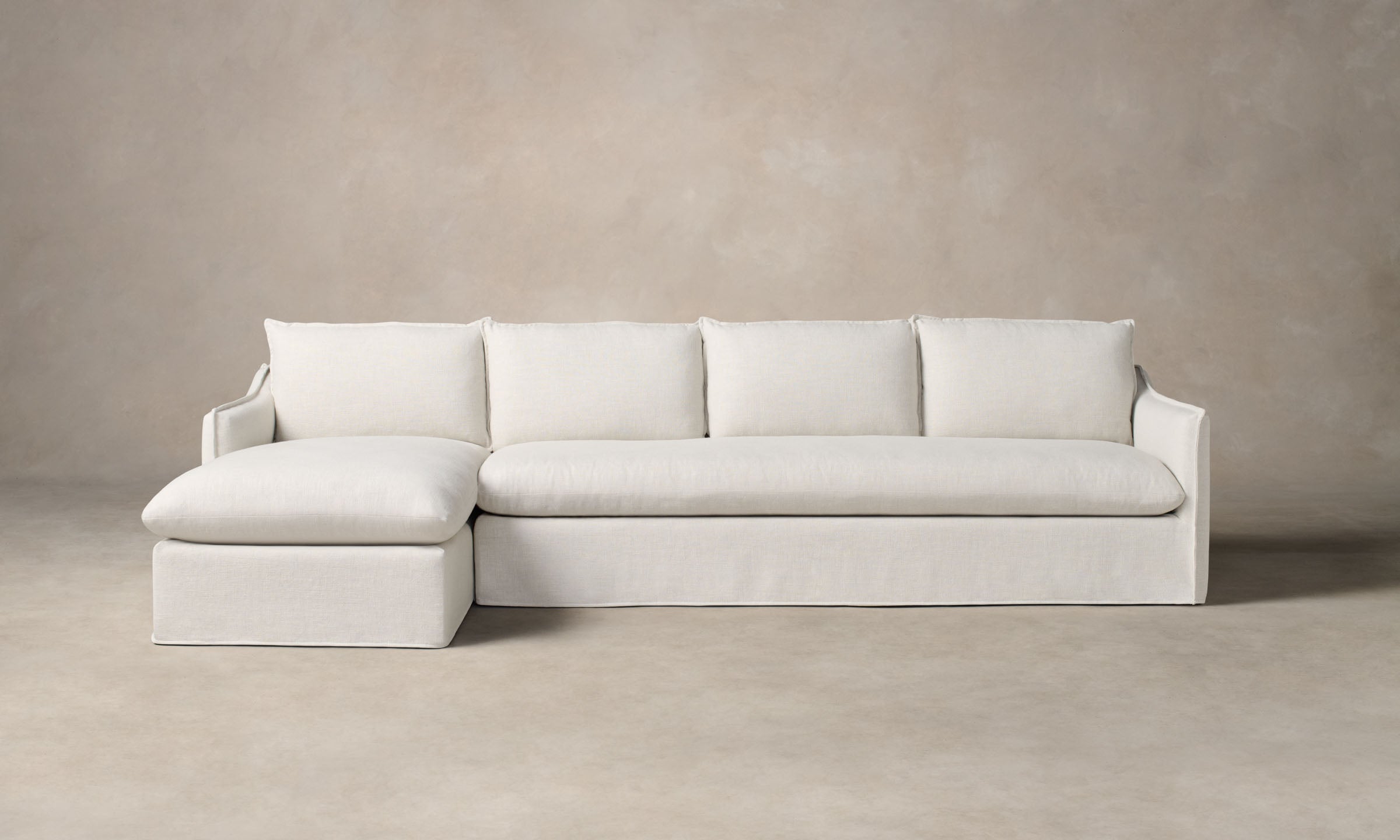 Premium Dune Sectional Sofa with Heritage Belgian Linen Upholstery in Egret - Perfect for Living Room, Lounge & Modern Home Decor