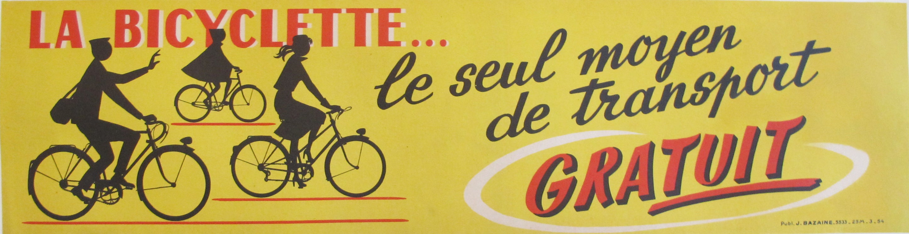 1954 French Vintage Bicycle Banner - Retro Cycling Wall Art Decor - 