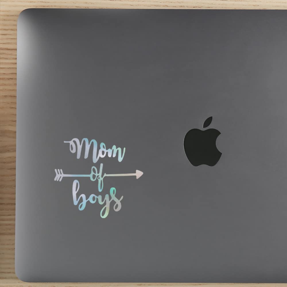 Holographic Boys Mom Life Vinyl Decal Stickers (Set of 2) - Waterproof, Durable for Laptop, Phone, Helmet, Car, Mug, Wall Decor - Perfect for Kids Room, Nursery, Office & Gifts