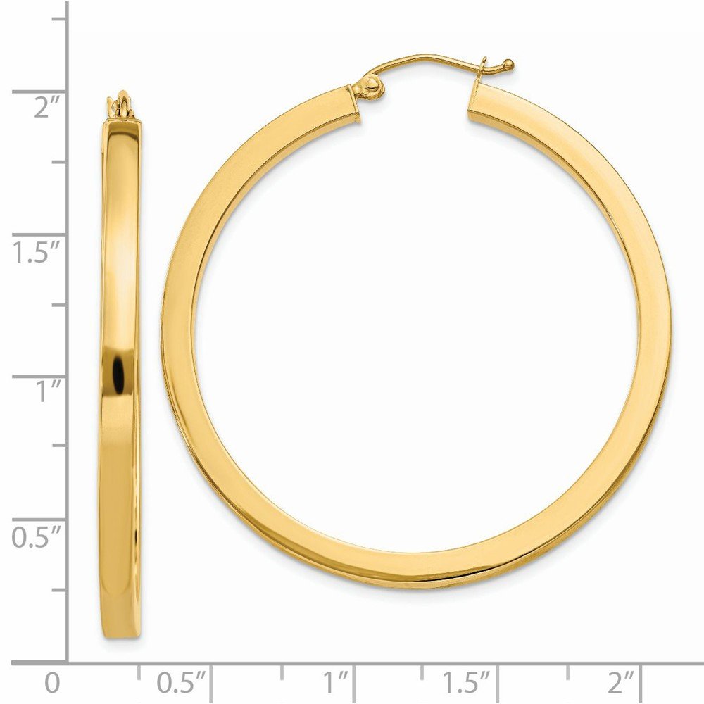 14K Yellow Gold 3mm Polished Square Hoop Earrings for Women - Hypoallergenic Luxury Jewelry - Perfect for Everyday Wear, Parties & Special Occasions