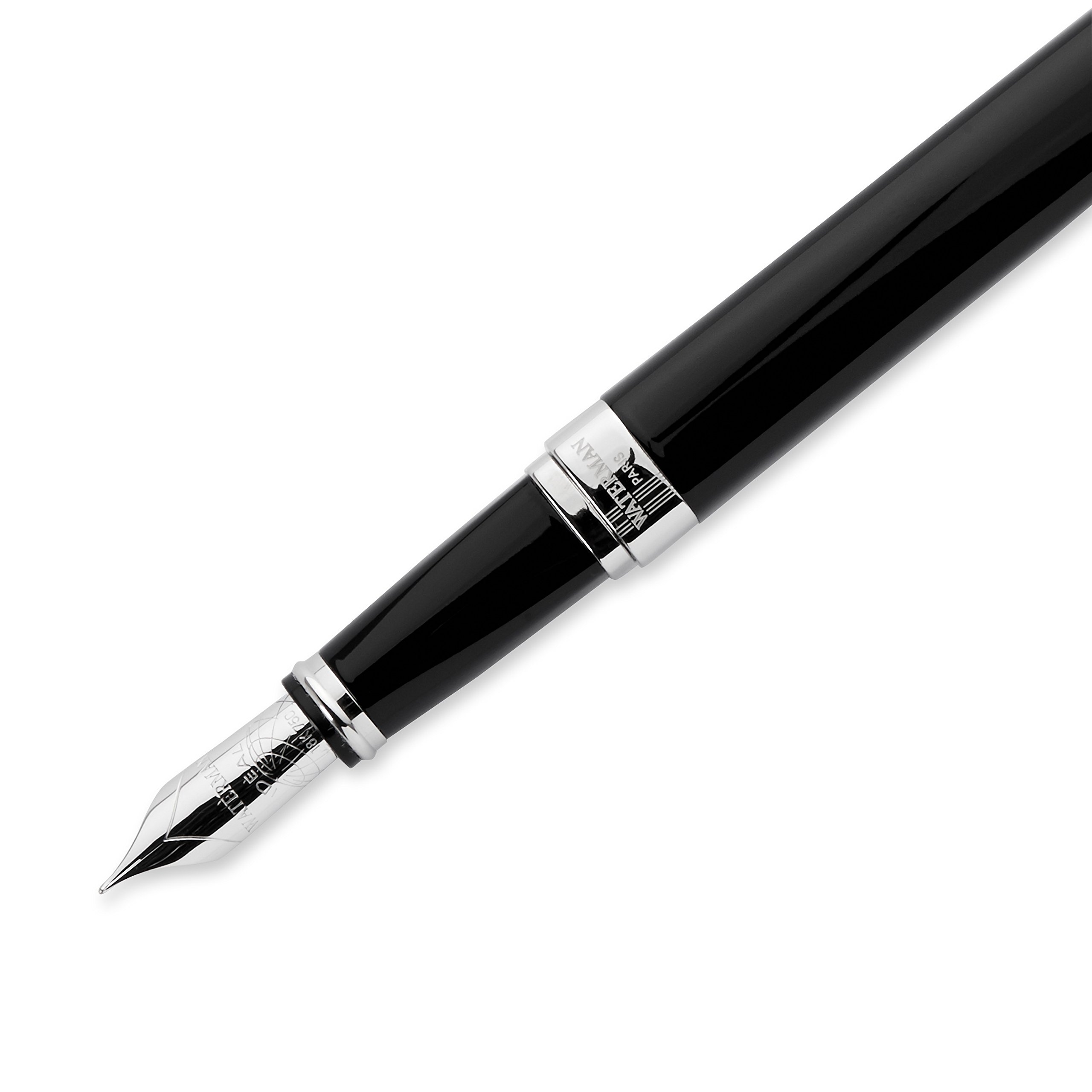 Waterman Exception Fountain Pen - Slim Black with Silver Plated Clip, Fine Nib & Blue Ink Cartridge | Luxury Writing Instrument for Professionals, Gift Box Included | Perfect for Business Signatures, Journaling & Elegant Correspondence