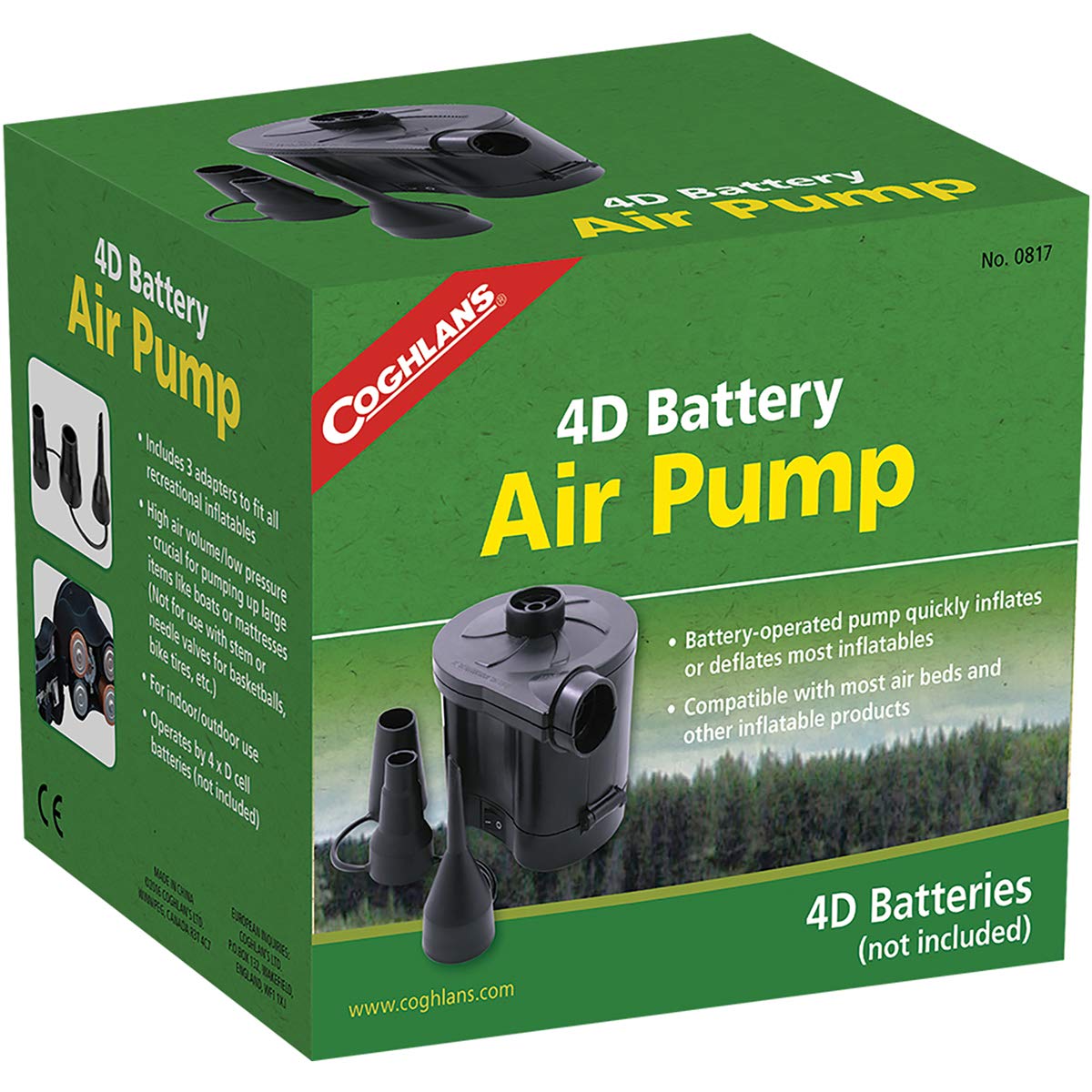 Coghlans 817 Portable Battery Powered Air Pump - Lightweight & Compact for Camping, Inflating Air Mattresses, Pool Floats & Outdoor Gear