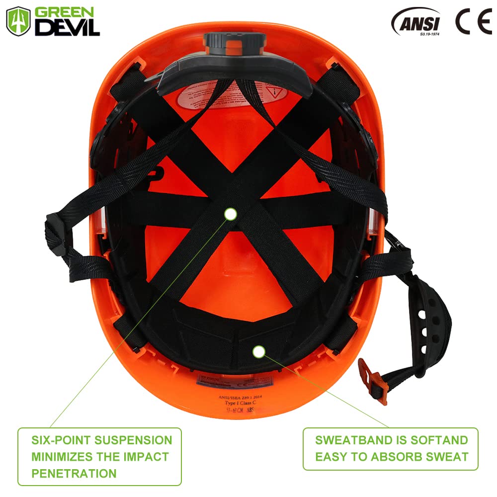GREEN DEVIL Forestry Safety Helmet with Face Shield & Ear Muffs - 3-in-1 Chainsaw Helmet for Logging, Tree Cutting & Woodworking - ANSI Certified Hard Hat for Arborists & Lumberjacks