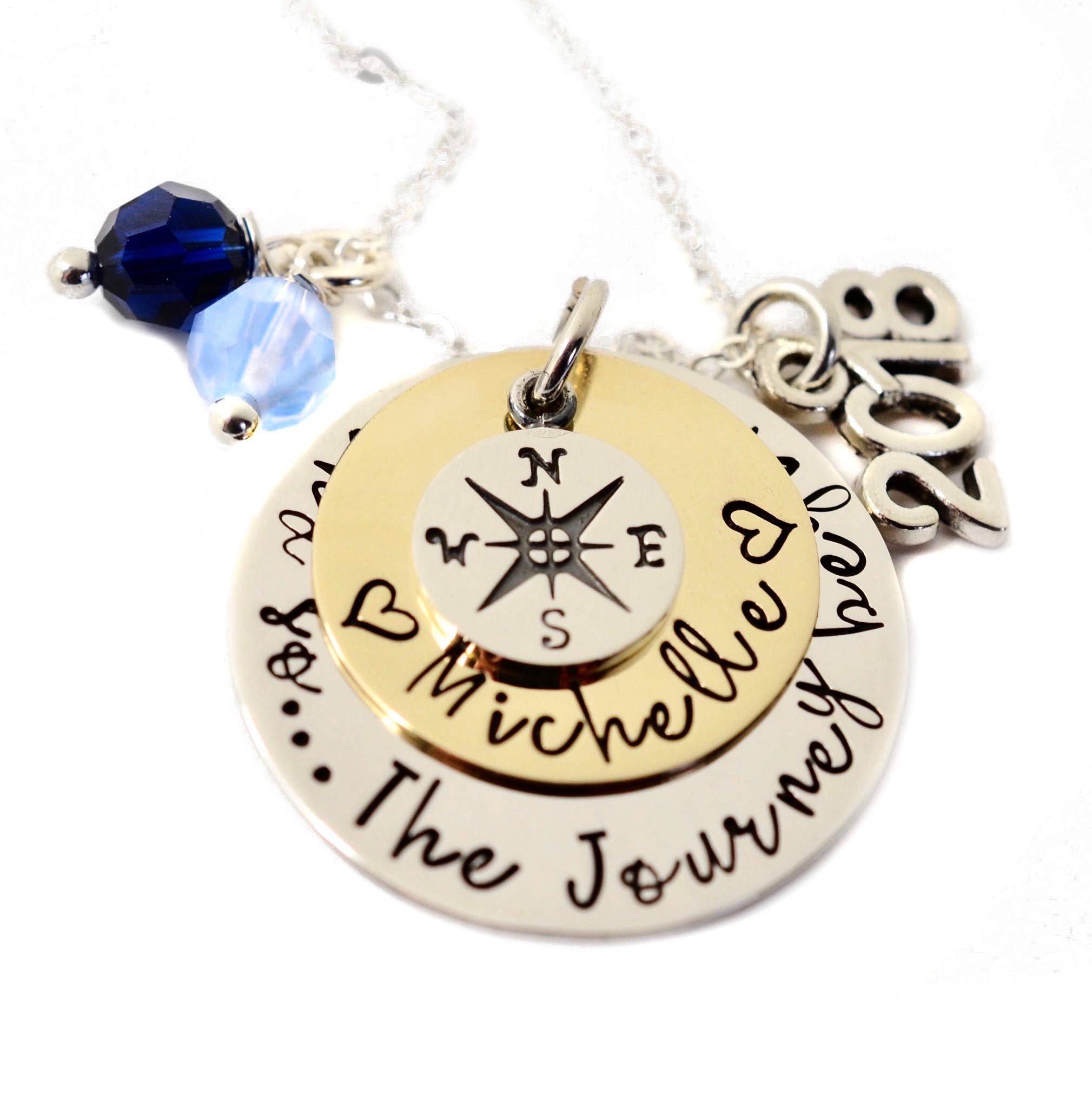 Personalized Graduation Compass Necklace for Women - Custom Engraved Inspirational Jewelry Gift - Perfect for College Grads, High School Graduation, and Life Journey Milestones