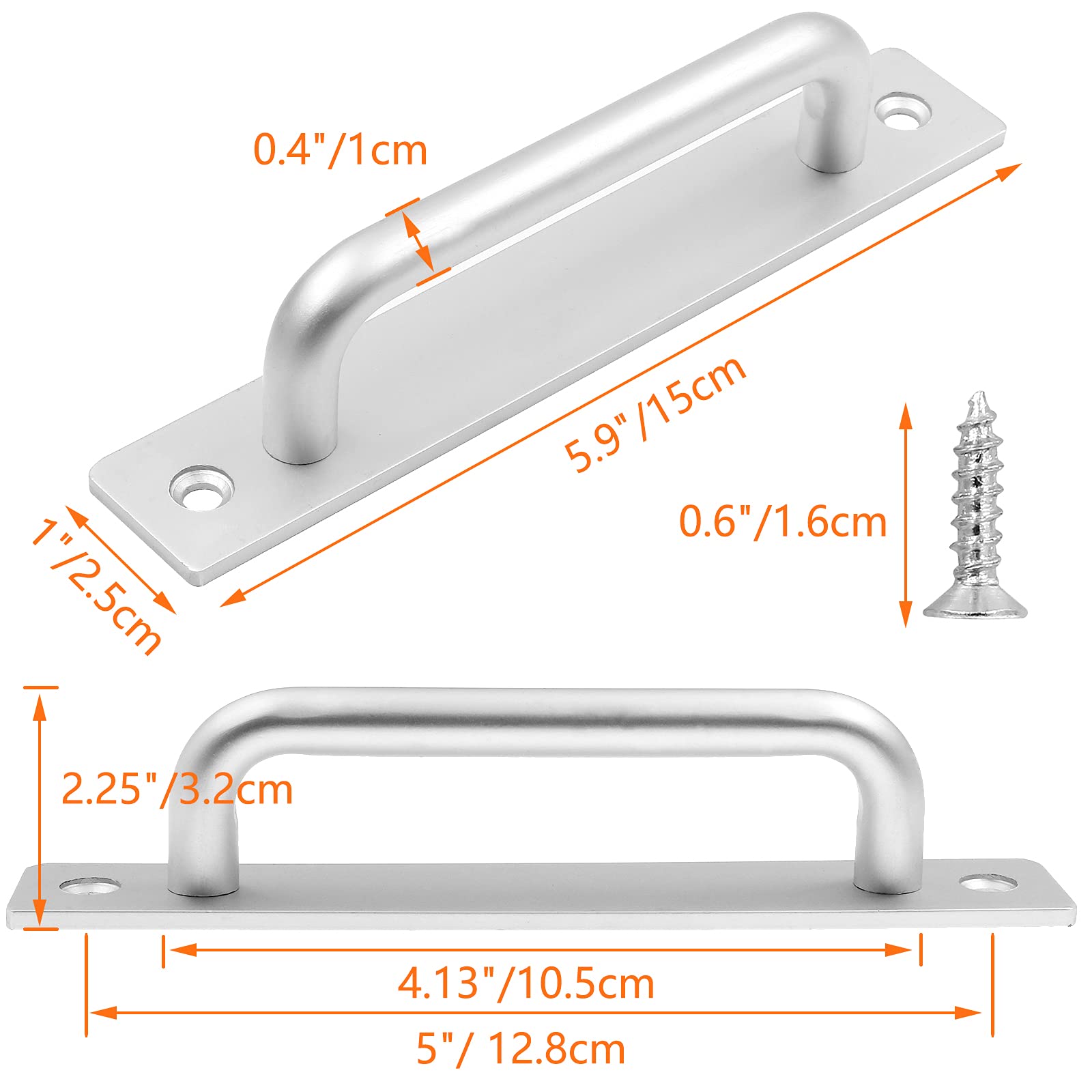 2 Pack 5.9 Inch Sliding Barn Door Handles - Heavy Duty Aluminum Alloy Door Pull Handles for Barn Doors, Gates, Cabinets, Closets, Drawers & Garage Sheds - Silver Finish | Rust-Resistant & Easy Installation for Home, Office & Farm Use