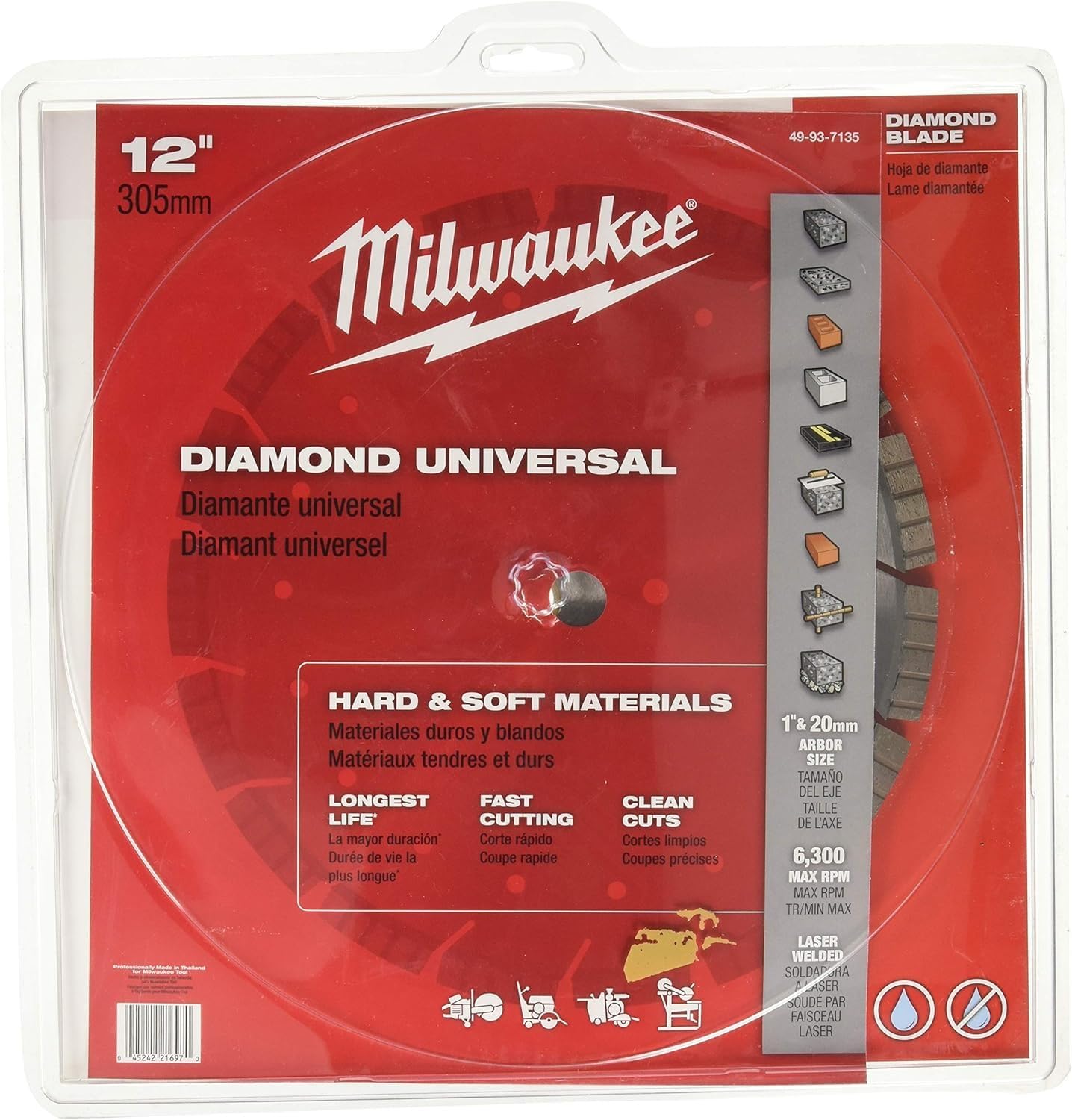 Milwaukee 49-93-7135 12-Inch Diamond Universal Segmented-Turbo Blade for Concrete, Masonry & Tile - Perfect for Cutting, Grinding & Demolition Projects