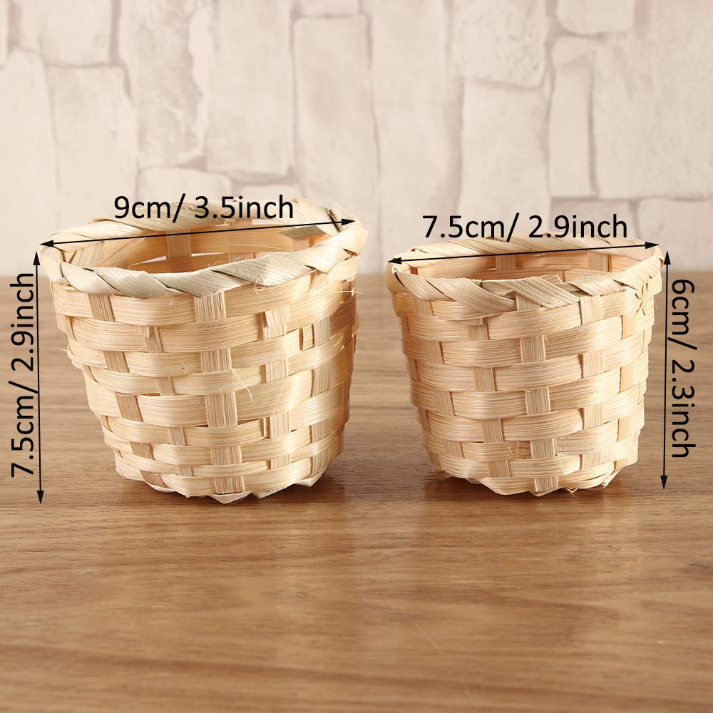 6-Piece Bamboo Woven Storage Basket Set - Eco-Friendly Desktop Organizer for Crafts, Toys, Jewelry | Perfect for Home Office, Nursery & Bathroom Organization