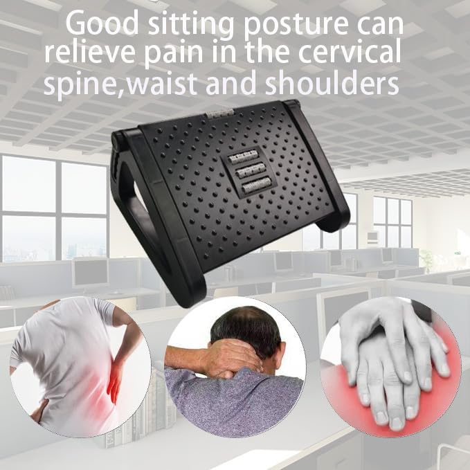 Jakarl Adjustable Ergonomic Foot Rest for Office Desk - Under Desk Foot Stool with Massage Roller, 6 Height Settings - Perfect for Work, Gaming & Home Office Comfort