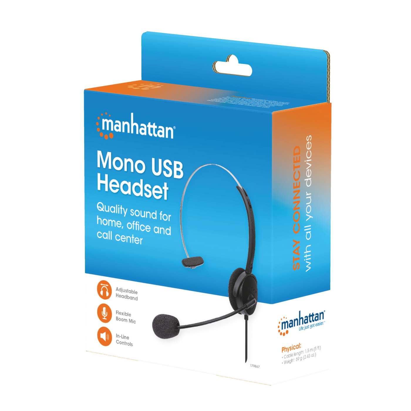 Premium Mono USB Headset with Noise-Canceling Mic - Comfortable Over-Ear Design for Clear Calls & Online Meetings - Perfect for Remote Work, Customer Service & Gaming