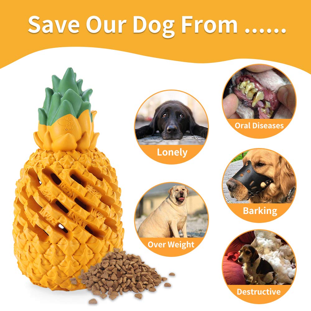 Durable Indestructible Pineapple Dog Chew Toys for Aggressive Chewers - Tough Puzzle Treat Dispenser for Small, Medium & Large Dogs - Promotes Dental Health - Perfect for Playtime, Training & Teething Relief