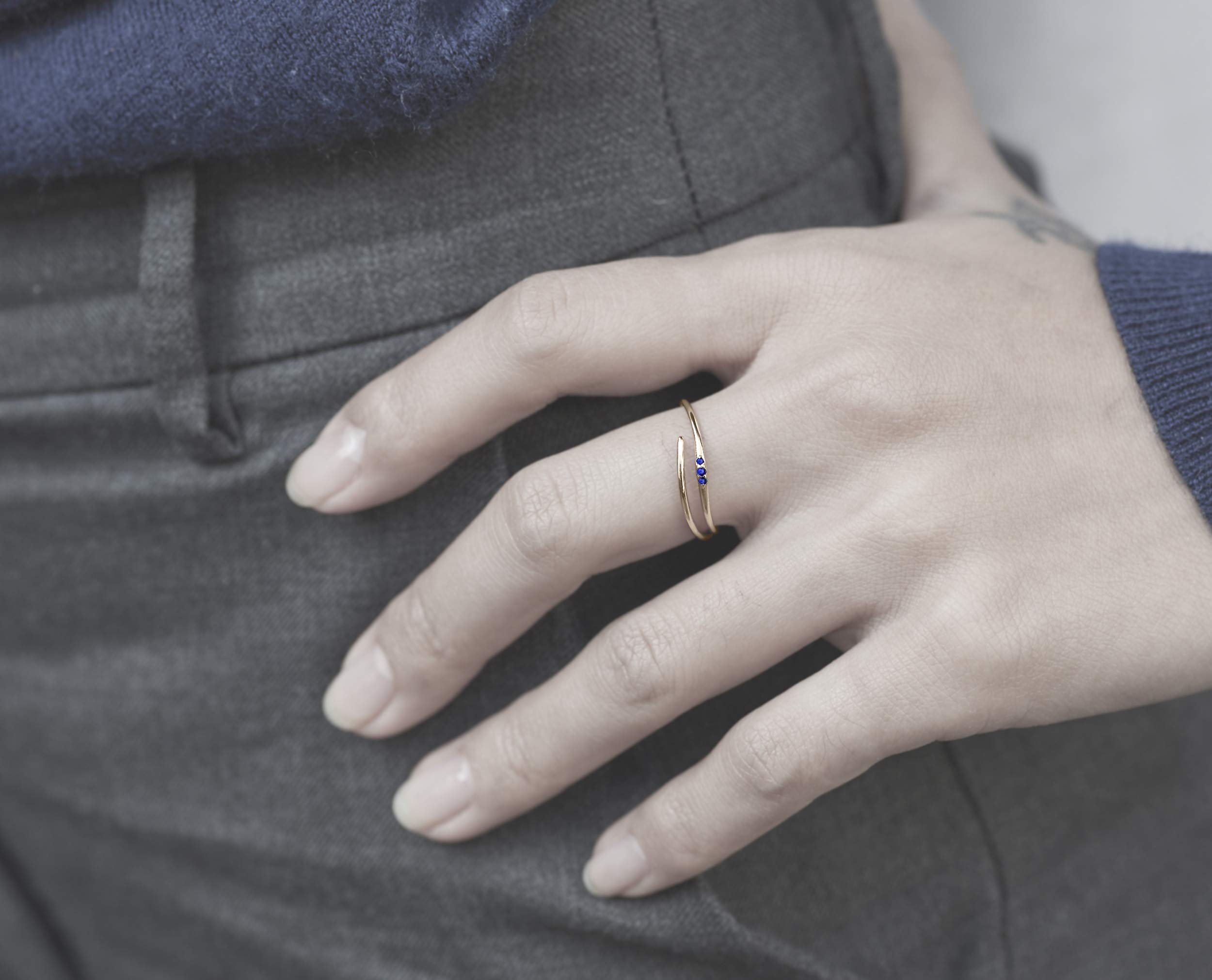 Majade 14K Gold Blue Sapphire Ring – September Birthstone, Unique Wedding & Engagement Ring for Women, Elegant Promise Ring for Special Occasions
