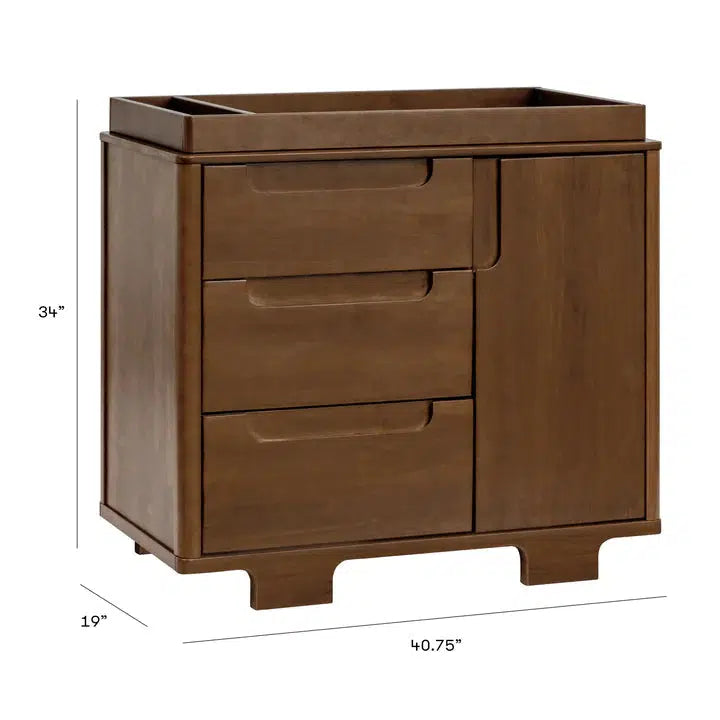 Babyletto Yuzu 3-Drawer Changing Table Dresser in Natural Walnut - Perfect Nursery Storage for Diapers, Clothes & Baby Essentials