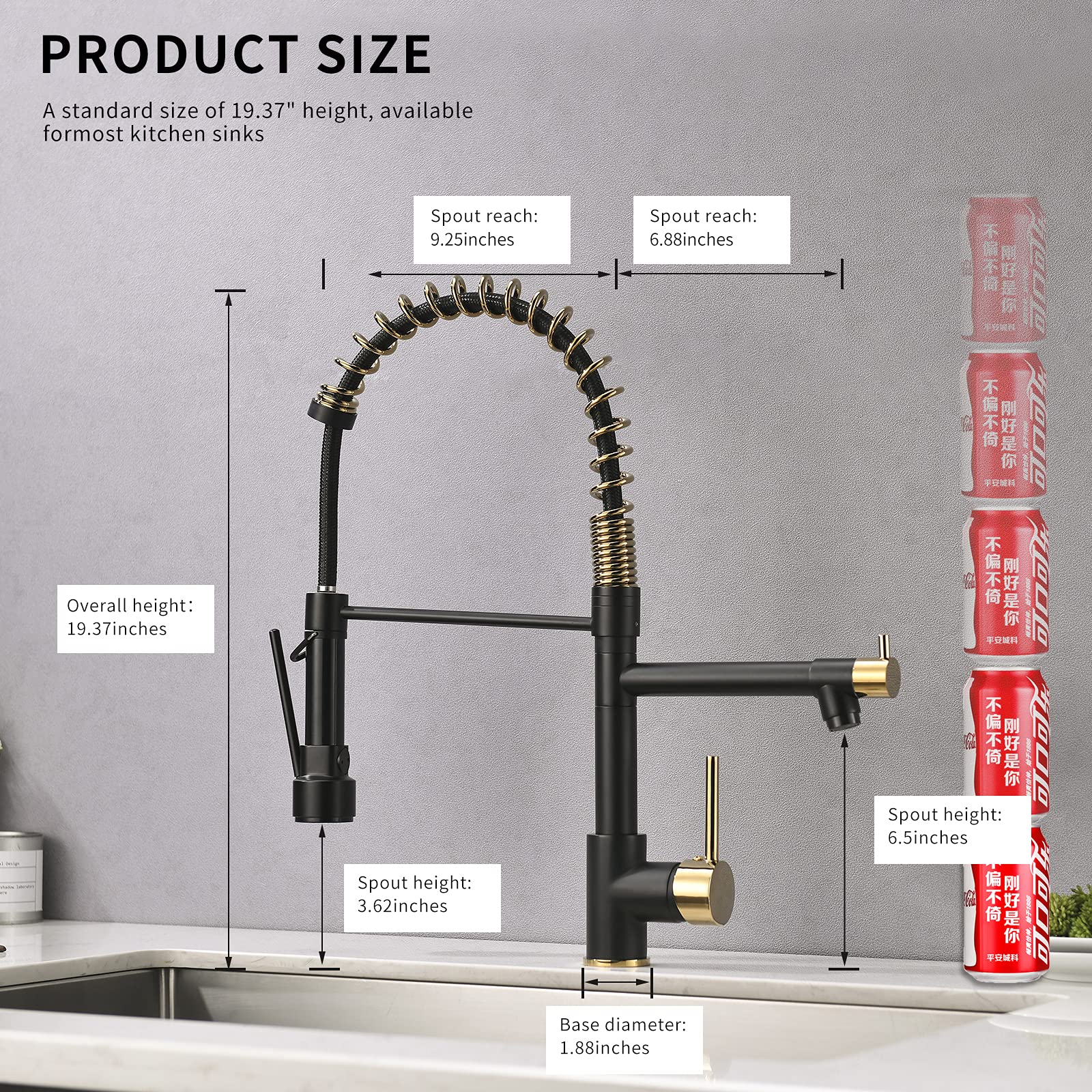 AIMADI Matte Black Kitchen Faucet with Pull Down Sprayer - Commercial Style Single Handle Single Hole Sink Faucet for Modern Kitchens & Restaurant Use