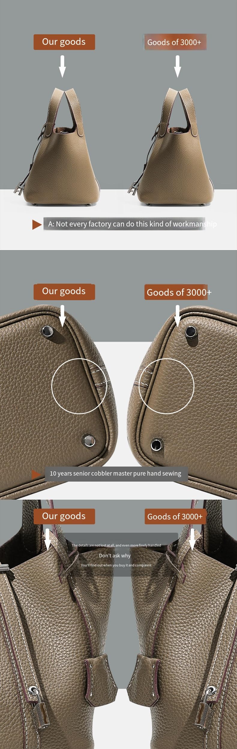 Women's Leather Handbag - Lychee Pattern Top Handle Tote with Lock Bucket Design, Stylish Hobo Bag for Work, Travel & Daily Use | Solid Color Shoulder Bag for Women