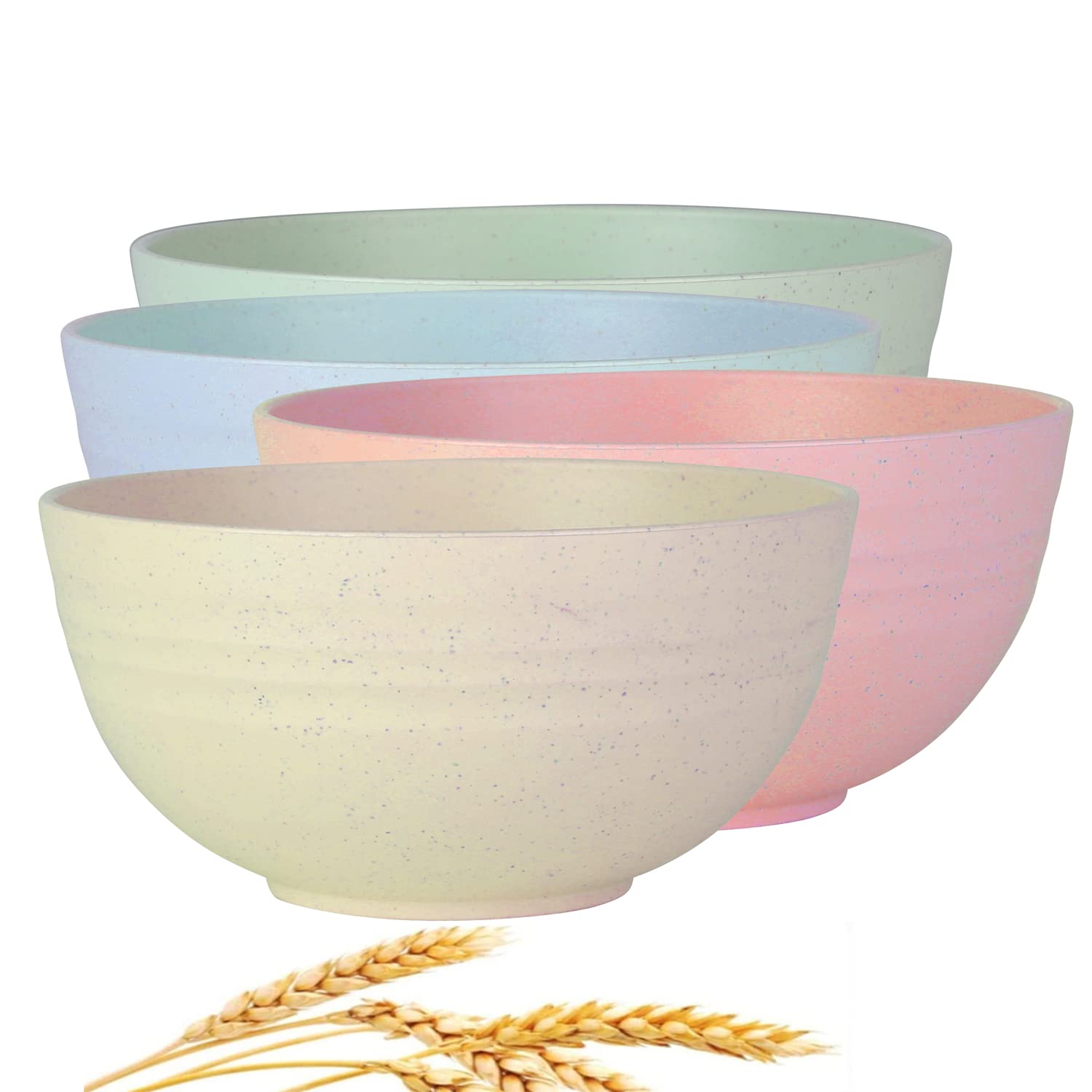 Eco-Friendly Wheat Straw Cereal Bowls Set - Unbreakable, Lightweight Dinner Dishes (4-Pack, 4.5