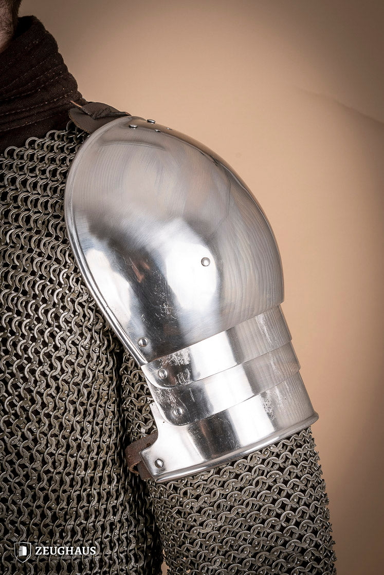 Polished 1.6mm Pauldrons 1460 - Medieval Armor Shoulder Plates for LARP, Cosplay & Renaissance Fairs