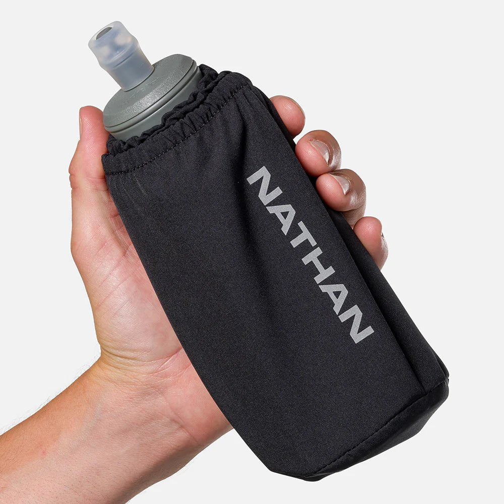 Pinnacle Soft Flask Insulated Handheld Water Bottle 18oz (Black/Reflective Silver) - Leakproof & Lightweight for Hiking, Running, Gym & Outdoor Activities