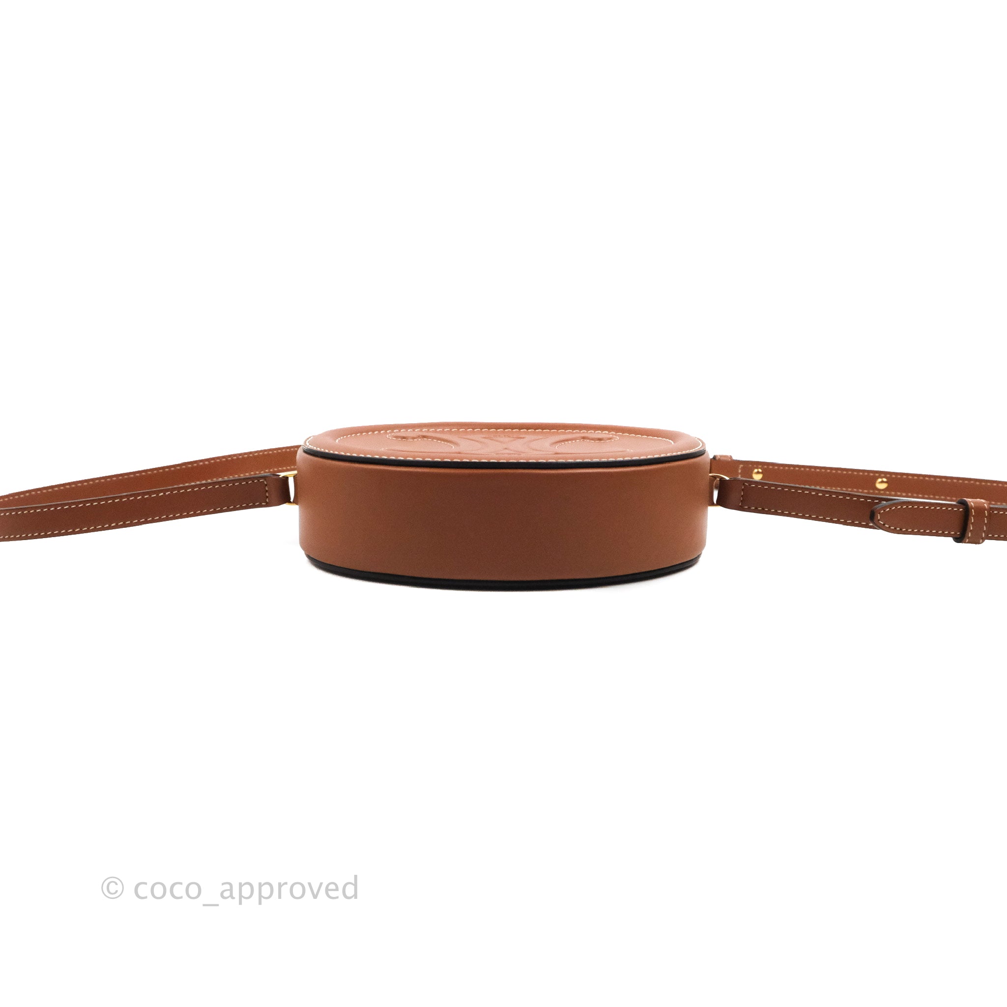 Celine Oval Bag in Triomphe Tan Calfskin Leather - Elegant Crossbody Purse for Women, Perfect for Work, Travel & Evening Events