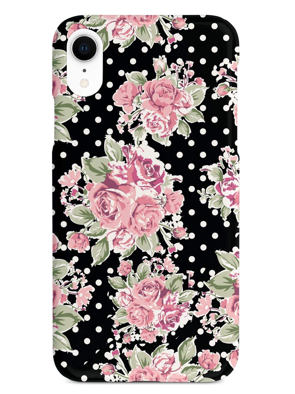 Vintage Polka Dot Flower iPhone XR Case - 3D Textured Protective Cover for Apple iPhone XR - Shockproof & Scratch Resistant - Perfect for Daily Use, Travel & Gift Giving