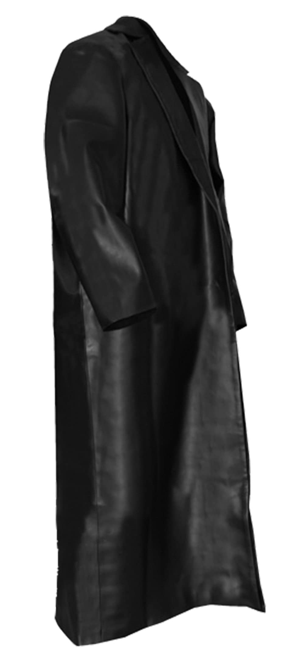 Men's Undertaker Style Black Faux Leather Trench Coat - WWE Wrestling Cosplay Costume for Halloween, Cosplay Events & Wrestling Fan Gifts