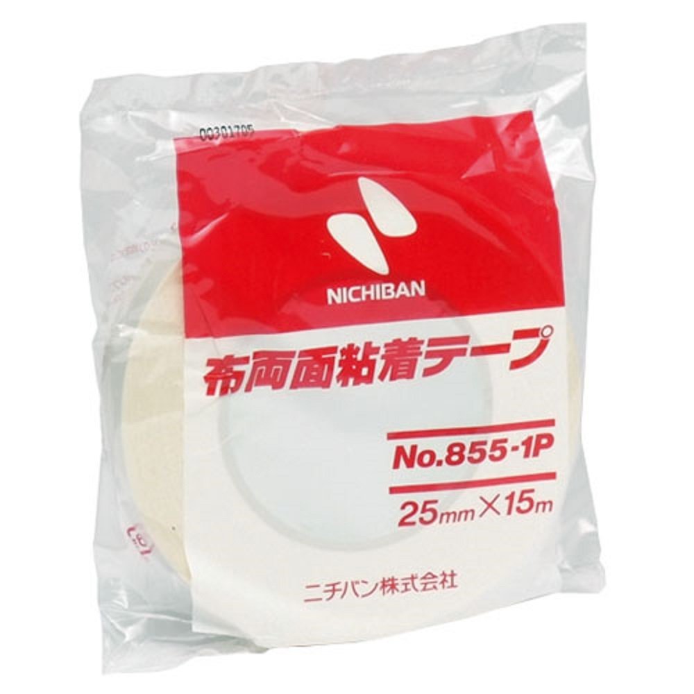 Nichiban 855P-25 Double-Sided Fabric Tape - Strong Adhesive, 1.0 inch (25mm) x 59.4 ft (15m) - Perfect for DIY Crafts, Home Decor & Fabric Projects