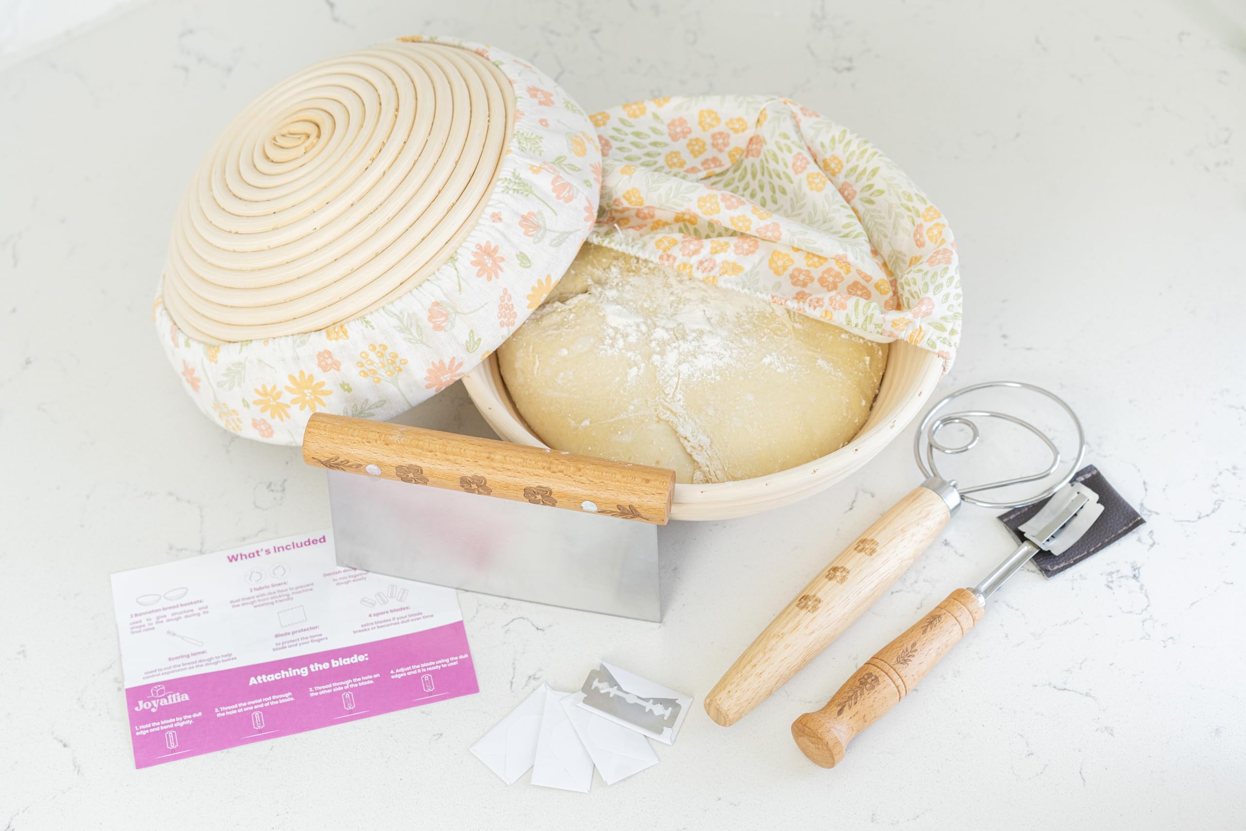 Premium Oval Banneton Bread Proofing Basket Set of 2 (9 Inch) - Natural Rattan Sourdough Proofing Kit for Artisan Bread Baking | Perfect for Homemade Sourdough, Baguettes & Rustic Loaves | Ideal for Bakers & Bread Making Enthusiasts